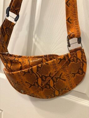 Leather Snake-Print Crossbody Sash Bag